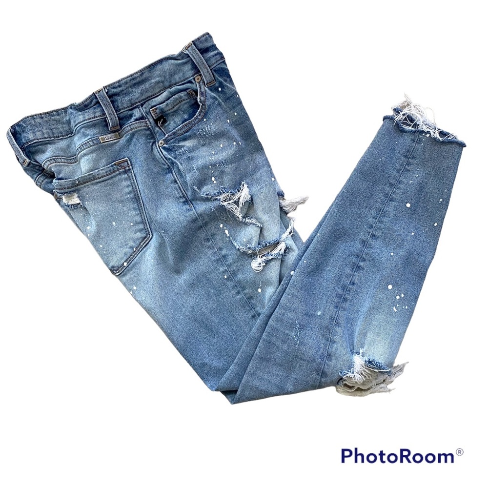 Kancan Distressed Raw Hem Fray Estilo Destroyed Crop Ankle Jeans Size 24